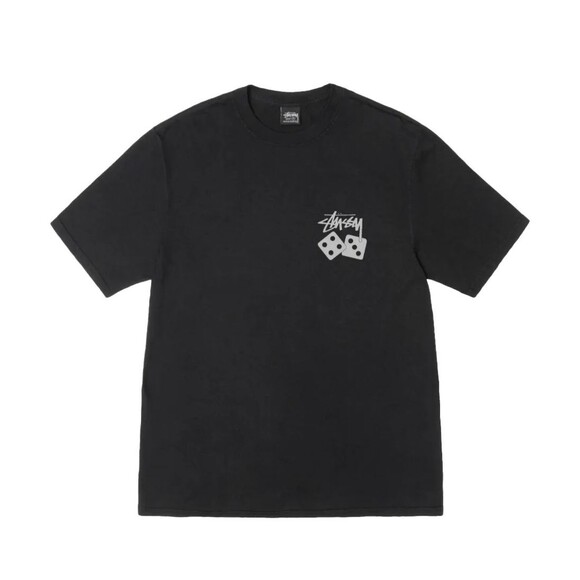 Stussy Dice Logo Pigment Dyed T-Shirt Black Men’s Size L Ships Free - Picture 1 of 2